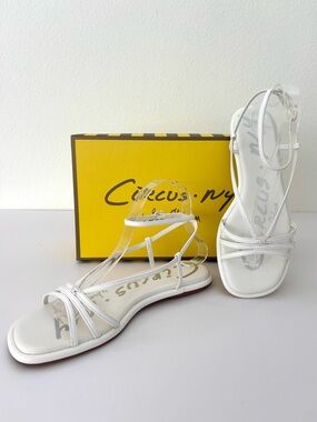 Circus by Sam Edelman Olana Strappy Flat Sandal White Minimalist Modern 8